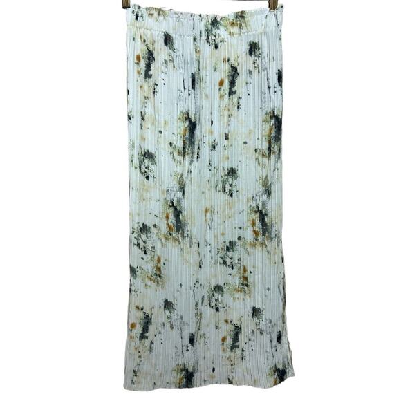 Primark Pleated Midi Skirt Sz 6 Abstract Elastic Waist Coquette Side Pleat New - Picture 4 of 5